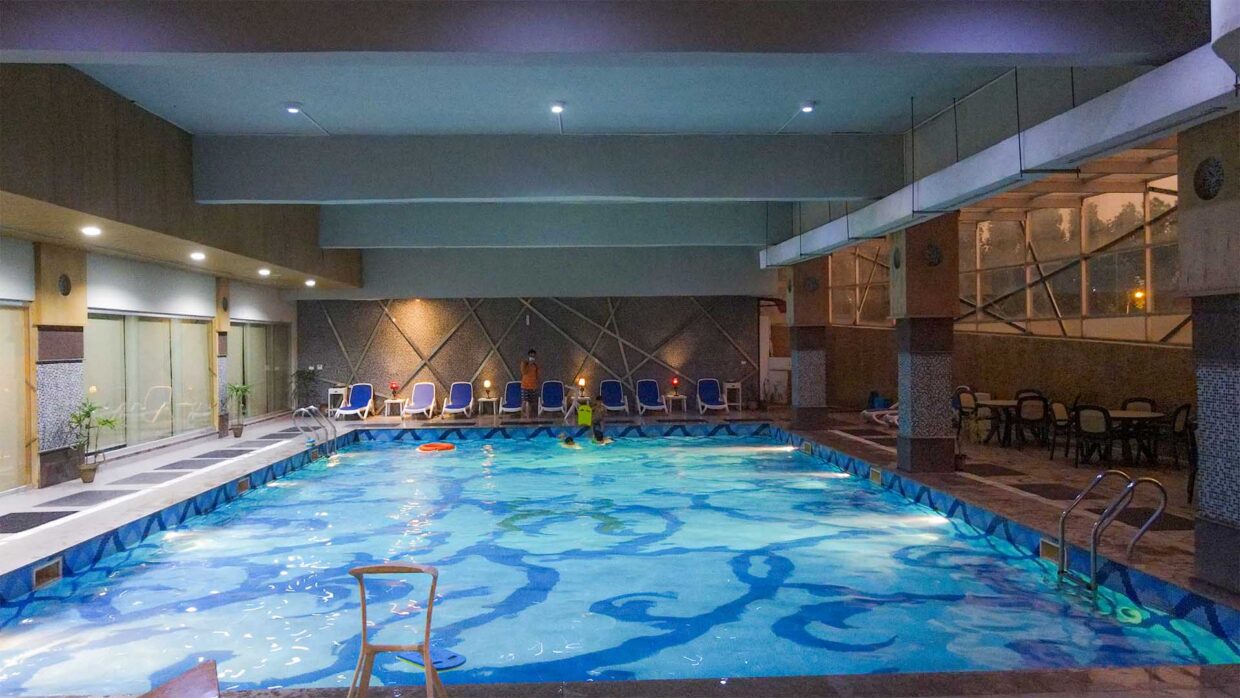 Indoor and outdoor swimming pool at Circle Club
